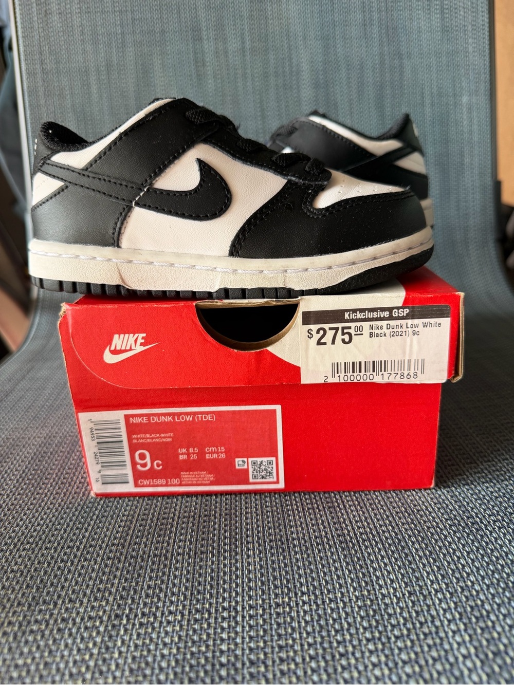 Nike Kids Dunk Low in Black and White